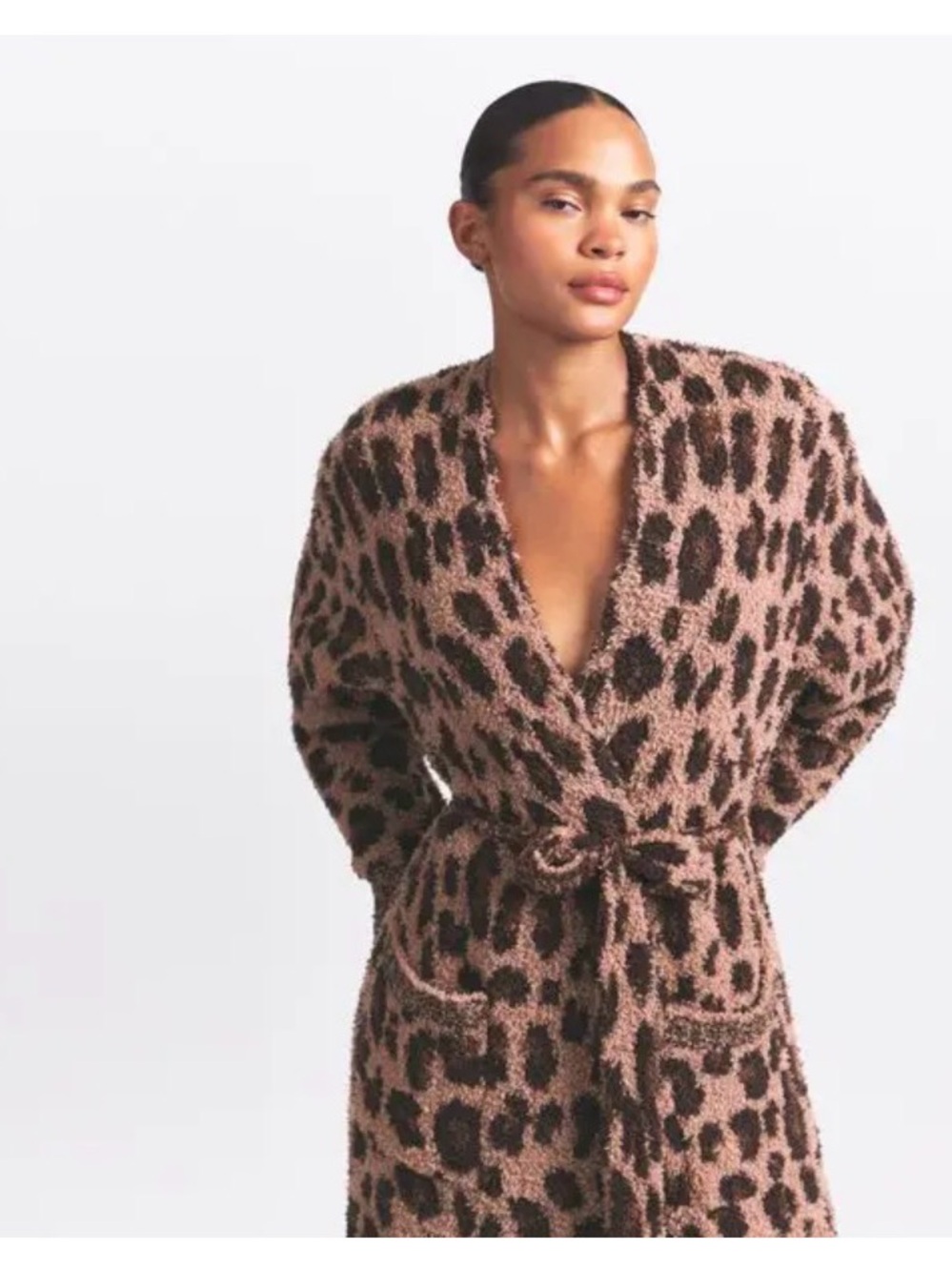 SKIMS Unisex Cozy Knit Long Robe Sienna Leopard Print Size 2X/3X NWT